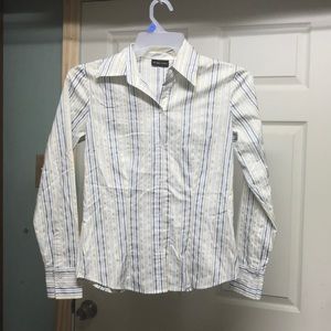 small fitted casual work top-white\blue\gold